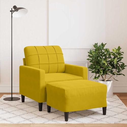 Ziaphsol Sessel mit Hocker Gelb 60 cm Samt, Metallgestell, weiche Polsterung, gemütliche Wohnzimmer Möbel