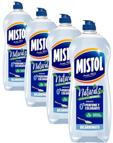 MISTOL - Naturals Bicarbonato | Lavavajillas a Mano Hipoalergénico | Fórmula sin Perfumes ni Colorantes | Máximo Cuidado para Pieles Sensibles y Eficacia Impecable en la Limpieza |650 ml