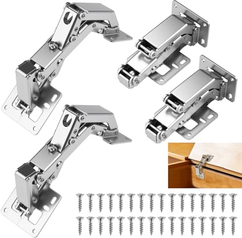 Scharniere 4 Stück schrankscharnier 145x52mm topfscharnier mit Schrauben | Schranktür scharnier Scharniere für schranktüren versteckte Küchentürscharniere 170 Grad für Schranktüren Holztür Möbel