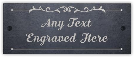 Slate House Signs Personalised Plaques Engraved Slate House Sign Outdoor Decoration Personalised Signs for Outside Welcome Sign with Wall Fixings 25x10cm (Design 4)