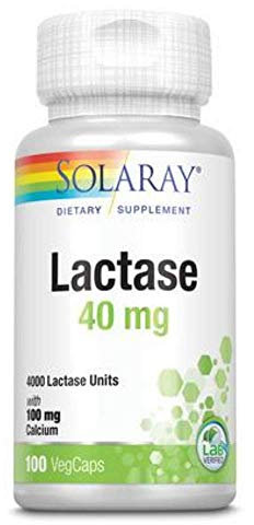 Solaray Lactase 40mg | Lactasa | 100 VegCaps, 100 unidad, 1