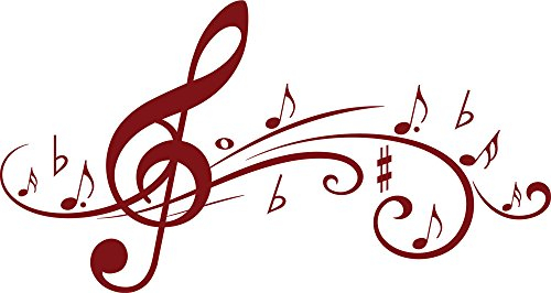 GRAZDesign Wandtattoo Musik Wohnzimmer Jugendzimmer Musikraum | Wandaufkleber Notenschlüßel - 107x57cm / 030 dunkelrot