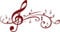 GRAZDesign Wandtattoo Musik Wohnzimmer Jugendzimmer Musikraum | Wandaufkleber Notenschlüßel - 107x57cm / 030 dunkelrot