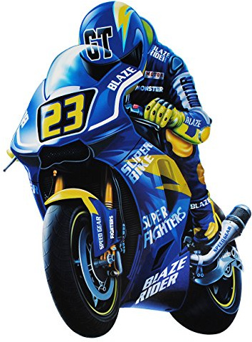 alles-meine.de GmbH Wandtattoo/Sticker/Fensterbild - Motorrad Biker Nr. 23 - Rennmotorrad Superbike - Wandsticker Aufkleber für Kinderzimmer - Jungen - Wandaufkleber + Fenste..