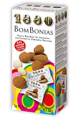 1880 - Bombonias de Almendra Caramelizada recubierta de Chocolate Blanco y espolvoreadas de Cacao | Envoltorio Individual | Calidad Suprema Snack de Turrón 160G