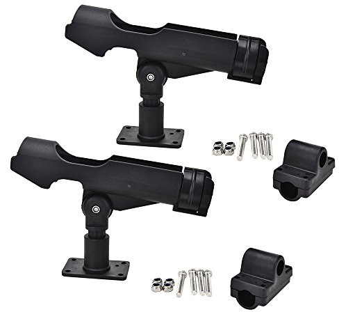 nuzamas Set von 2 Angel Halter einstellbar 360 Grad drehbar Seite Schiene Halterung Kajak Boot Montage mit Schrauben