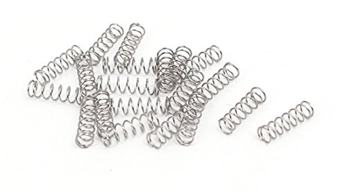 sourcing map 20Stk Druckfedern 0,3mmx3mmx10mm Silber Ton aus 304 Edelstahl