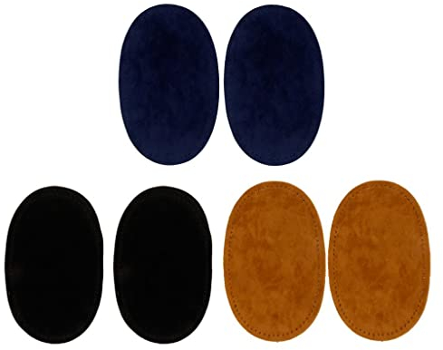 Sharplace 3 Paar Schneiderei Oval Flicken Aufbügelflicken Stoff Reparatur Ellenbogen Flicken Aufbügelflicken für Kleidung Jeans Hüte, Farbe 4