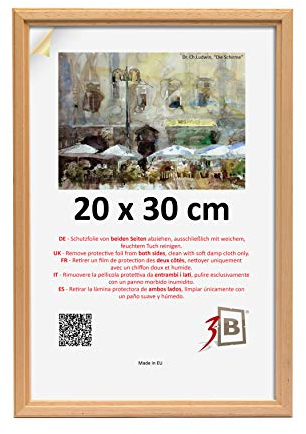 3-B Bilderrahmen GERA - Natur - 20x30 cm - Holzrahmen, Fotorahmen, Portraitrahmen mit Acrylglas