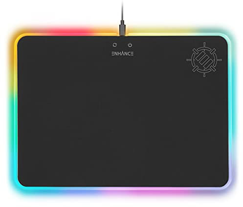 ENHANCE Tappetino Mouse Gaming a LED di Grandi Dimensioni con Superficie in Tessuto - Mousepad Rigido con 7 Colori RGB e 2 Effetti di Luce e Tracciamento di Precisione, Scrivania