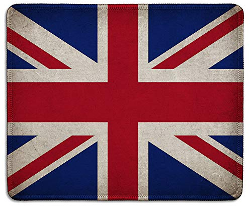 dealzEpic - Art Mousepad - Union Jack British Flag Mouse Pad Printed with Vintage Grunge UK Flag - Stitched Edges - 9.5x7.9 inches
