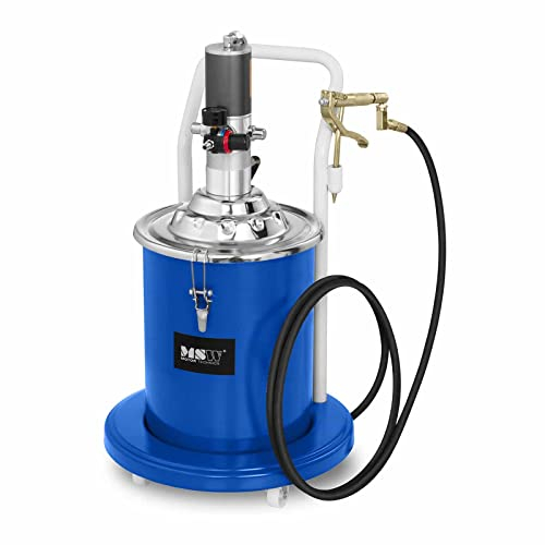 MSW Fettpresse Druckluft Fahrbar Schmierpresse PRO-G 20 (20 L, Arbeitsdruck: 6-8 bar, Pumpendruck: 300-400 bar, 4 m Schlauch, 4 Räder)