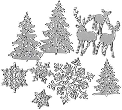 WuLi77 Weihnachtsbaum-Schneeflocke-Rotwild Metall Stanzschablone Die Stanzen Zum Basteln Von Karten, Prägeschablone Für Scrapbooking, DIY Album, Papier, Karten, Kunst, Dekoration