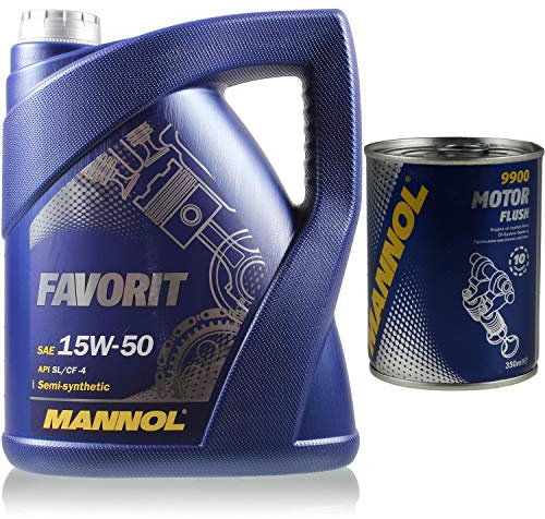 5L MANNOL Motoröl Favorit 15W-50 API SL/CF/CF-4 Motorspülung Motor Flush