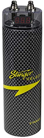 Stinger SELECT SSCAP2M 2Farad 2000W Capacitor with LED Voltage Indicator, Black