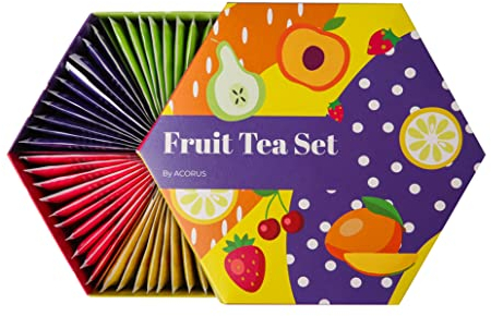 ACORUS | Fruit Luxury Tee Set | Natürliche Tee Geschenkset mit 6 Geschmacksrichtungen | Kräutertee, Früchtetee | Teeset Sortiment | Teebox mit 60 Teebeutel