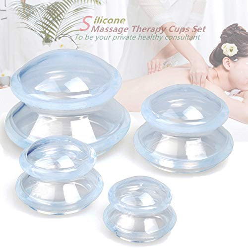 Set di coppettazione professionale in 4 misure, per studi e uso domestico, in silicone, con ventosa più forte, adatto per massaggi miofasciali, muscoli, nervi, dolori articolari