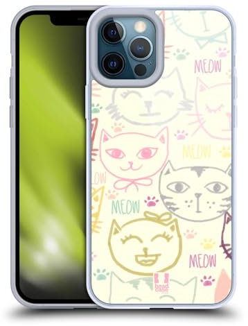 Head Case Designs Doodle Gatti Pastelli Custodia in Gel [Protezione di Grado Militare] Compatibile con Apple iPhone 12 PRO Max E Compatibile con MagSafe