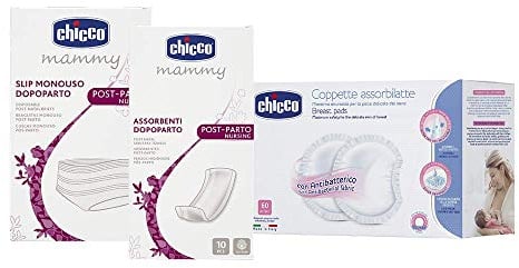 Chicco Kit Mamma Mini, Contiene Assorbenti Post Parto, Slip Monouso, Dischetti Assorbilatte Antibatterici - 650 g