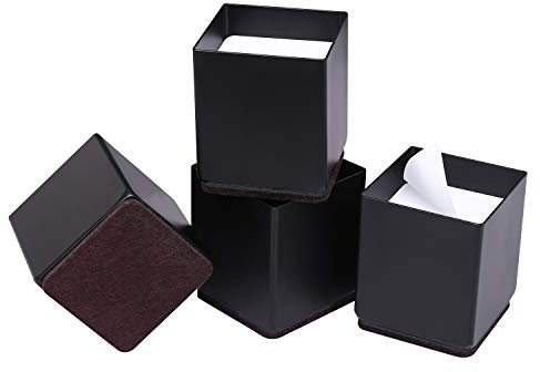 Ezprotekt Betterhöhungen, 2/5.1 cm Möbelerhöhung aus Karbonstahl, 2.4 Zoll Breit, Selbstklebende Möbelerhöhung Fügt 2 Zoll Höhe zu Betten, Sofas Schränken, Unterstützt 50.000 lbs, Schwarz Quadrat