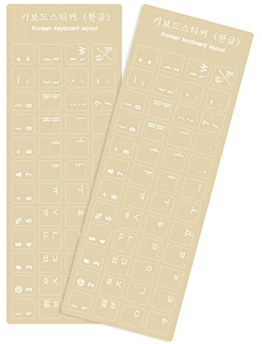 2 Pack Universal Korean Keyboard Stickers, Transparent Background with White Lettering Keyboard Stickers for Computer Laptop Notebook Desktop, Replacement Korean Computer Keyboard Stickers