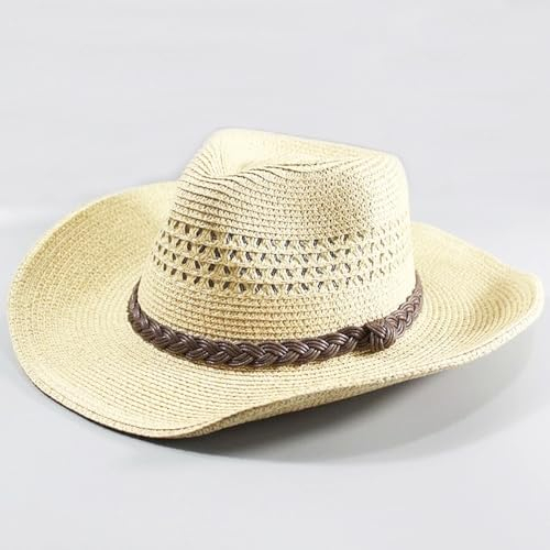 ATARSM Chapeau de Soleil pour Hommes Homme Chapeau de Paille à Large Bord Casquette Pliable de Plage Gros os Hommes Grande Taille Chapeau Fedora 58Cm 60Cm 62Cm