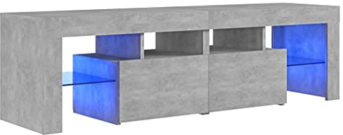 vidaXL Mueble para TV con Luces LED Soporte Armario Aparador Estante Salón Sala de Estar Decoración Entretenimiento Gris Hormigón 140x35x40 cm