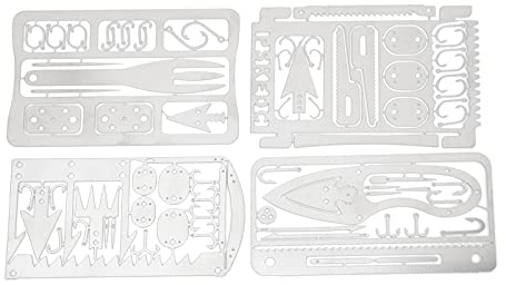 mumisuto Survival Multitool Karte, Multitool Card, Angelkarte, 4 Stück Multifunktions-Edelstahl-Überlebenskarte mit verschiedenen Notfallwerkzeugen zum Outdoor Hunting Fishing Wanderausrüstung