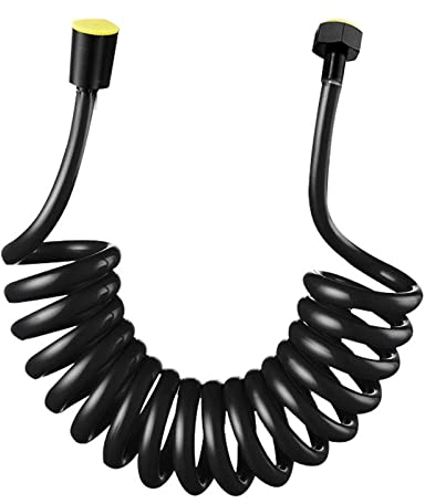 BiaoTeng Brauseschlauch 3m Schwarz Teleskopischer Duschschlauch, Federbrauseschlauch, Anti-Twist, dehnbar