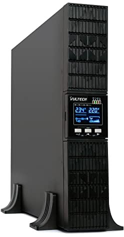 VulTech GS-3KVAS-RK Gruppo di continuità UPS online Serie SERVER RACK 3000VA 3000Watt, Display LCD orientabile, Onda sinusoidale, 8 Prese IEC C13 + EPO + USB, per sistemi rack server, switch, storage