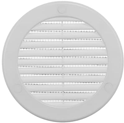 Vent Systems ø100 mm / 4'' Inch White Soffit Vent Cover - Round Air Vent Louver - Grille Cover - Built-in Insect Screen - HVAC Vents for Bathroom, Home Office, Kitchen