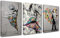 Banksy Street Art Decor Bunte Graffiti Bilder Sexy Tanzendes Mädchen Gemälde Liebe Küssen Kunstwerk 3 Paneele Leinwand Wandkunst Wohnzimmer Zuhause Moderne Dekor Gerahmt Fertig zum Aufhängen