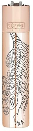 Clipper Metall Large Feuerzeug Gas - 1x Feuerzeug Edles Design inkl. Geschenk Box + DHB (Asian Animals Rosegold)
