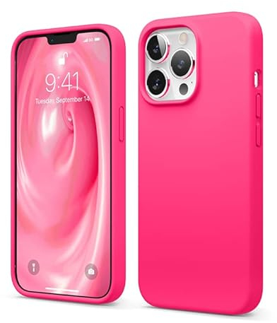 elago Liquid Silicone Case Kompatibel mit iPhone 13 Pro Hülle, Hochwertiges Silikon, Rundumschutz Handyhülle : 3-Layer Struktur Schutzhülle, Kratzfestes Weiches Mikrofaserfutter (Neon Heiße Rosa)