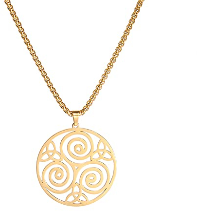 VASSAGO Keltische Spiralknoten-Halskette, dreifache Spirale, Triskele, keltische Anhänger-Halskette, Spiral-Trinity-Knoten-Halskette, viel Glück, irische keltische Knoten-Halskette, Amulett, Schmuck