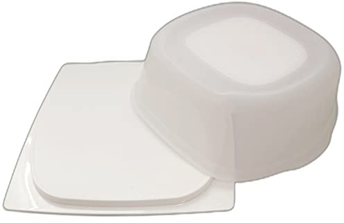 Tupperware KäseMax Cloche à fromage carrée Junior Blanc transparent Récipient à fromage CondensPlus CondensPro Cheese, CheeSmart Empilable