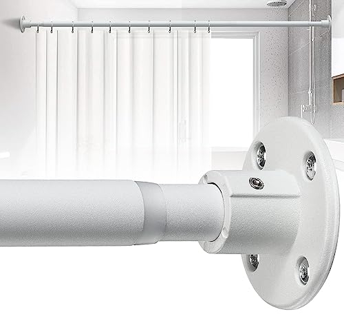 Bastone per tende 70-190 cm, bastone per tende da doccia estraibile bianco opaco per bagno, finestra, guardaroba