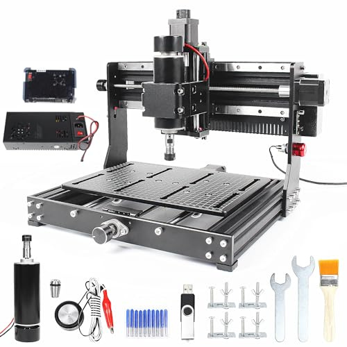 500 W CNC Router per intaglio in metallo, CNCTOPBAOS 3020 Plus GRBL FAI DA TE CNC Macchina per incidere, 3 assi Desktop CNC Fresatrice, Taglio Legno Acrilico MDF w/Finecorsa E-Stop 11.8x8.9x7.9 cm