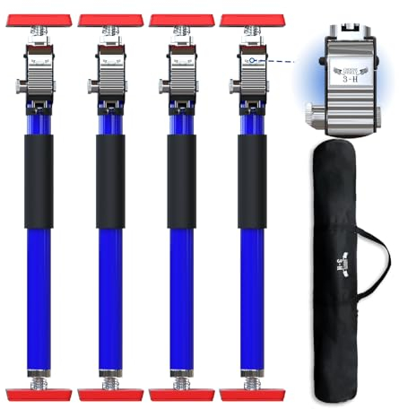 3-H 4X Türspanner Zargenspanner, Teleskopstützen 40-70cm bis 50kg, Türzargenspanner Einhandstütze, Montagestütze Höhenverstellbar Stufenlos Türspreizer bis 45°, Stahl Baustütze Teleskopstange (blau)