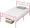 Yaheetech Bettrahmen Metallbett Gästebett Bettgestell aus Metall, Modern Jugendbett mit Lattenrost, für Schlafzimmer Gästezimmer 90 x 190 cm/Hellrosa