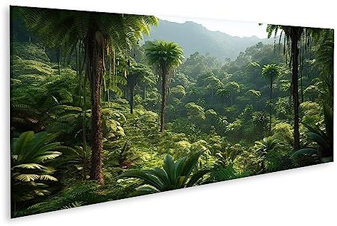 islandburner Tableau sur Toile Panorama De La Jungle Sauvage Forêt Profonde Palmiers Plantes Tropicales KI La Cadre Affiche Poster Murale Tableaux