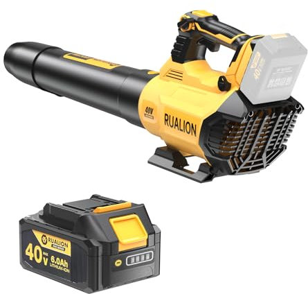 RUALION Leaf Blower Cordless Up to 650 CFM 195 MPH-Electric Leaf Blowers Brushless-Battery Powered Blowers for Lawn Care, Patio, Garage(40V 6.0 Ah Battery and Charger Included)