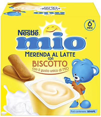 NESTLÉ MIO Merenda al Latte Biscotto, 4 Vasetti da 100g (400g)