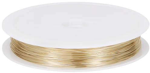 Beebeecraft Filo di Rame per Artigianato 28 Gauge 0.3mm 50 Metri Placcato in Oro 14K 164 Piedi Rotondo Lucido Resistente All'Appannamento Filo Pieghevole per Gioielli in Metallo con Bobina Creazione
