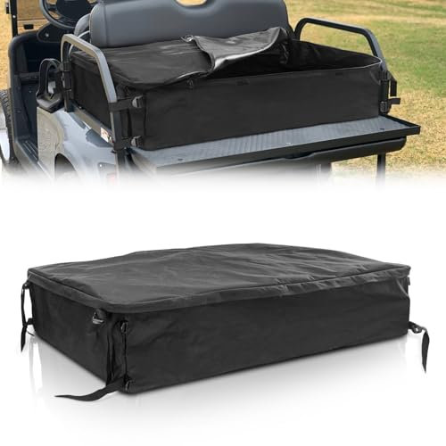TechInovat Universal Golf Cart Storage Bag for 2 & 4 Passenger Golf Cart Back Seat, Waterproof Golf Cart Cargo Bag for EZGO Club Car Yamaha (Black)