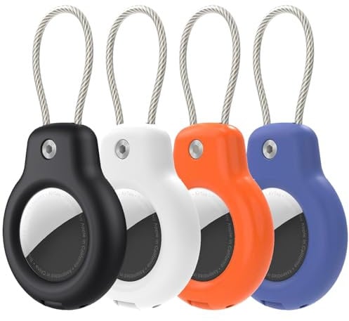 SPGUARD Compatible with Apple AirTag Secure Holder With Wire Cable,Air Tag Lock Case Keychain Key Ring Key Chain Luggage tag For Keys, Luggage & More