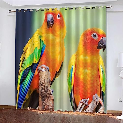 Kinder Verdunkelungsvorhänge Tierischer Papagei 280 X 250 cm 3D Polyester Ösen Vorhang, Für Wohnzimmer Schlafzimmer Blickdicht Schallschutzvorhänge 2Er Set 2X -Esszimmervorhang -5W3Q-F6J