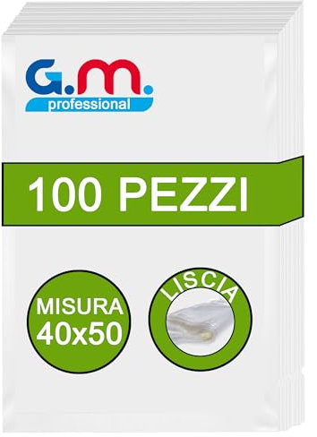 GM 100 Sacchetti Sottovuoto Lisci per Alimenti,Misura 40x50 Imballaggio per Macchine sottovuoto Professionali,per Conservazione Alimenti e Cottura, Senza BPA