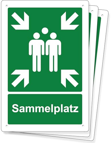 Pubblimania 3 Sammelplatz Schild | Brandschutzschild 3 mm starkes Aluminium (3 Sammelplatz Cm 30x40)