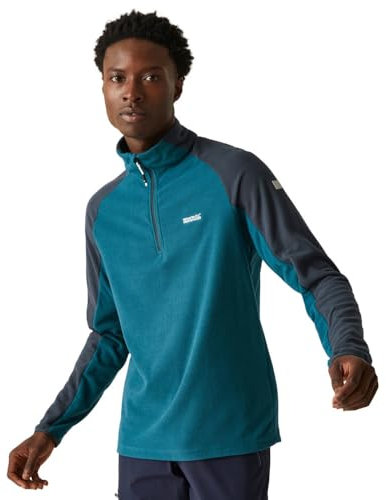 Regatta Mens Elson II Half Zip Grid Fleece Jacket Pile con Mezza, Moroccan Blue/Navy, L Uomo